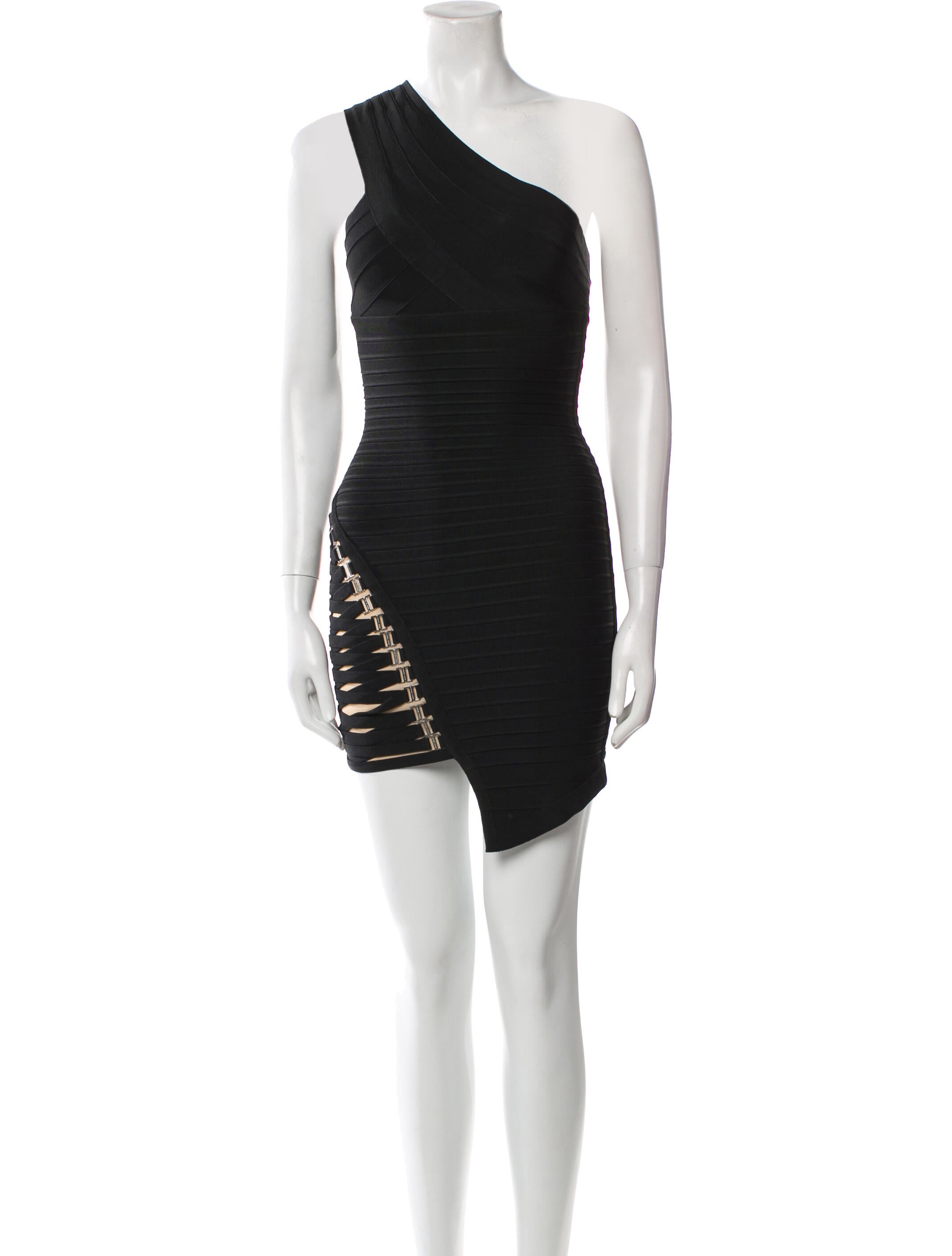 Herve Leger One-Shoulder Mini Dress