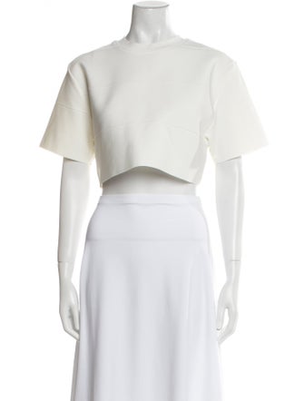 Herve Leger Crew Neck Short Sleeve Crop Top