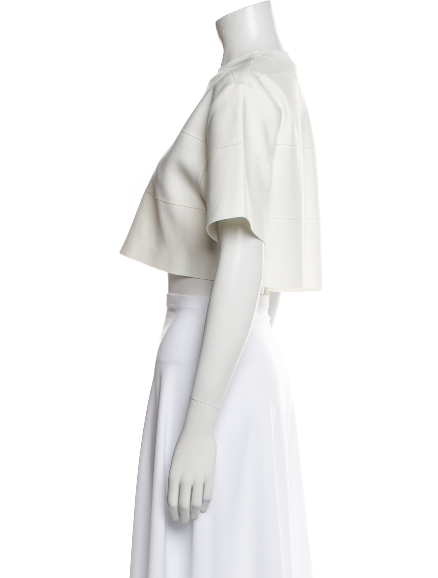 Herve Leger Crew Neck Short Sleeve Crop Top