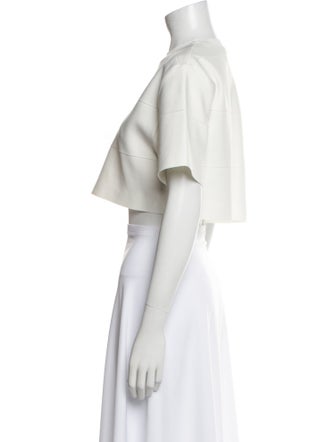 Herve Leger Crew Neck Short Sleeve Crop Top