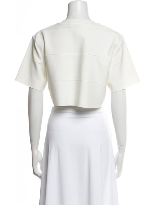 Herve Leger Crew Neck Short Sleeve Crop Top