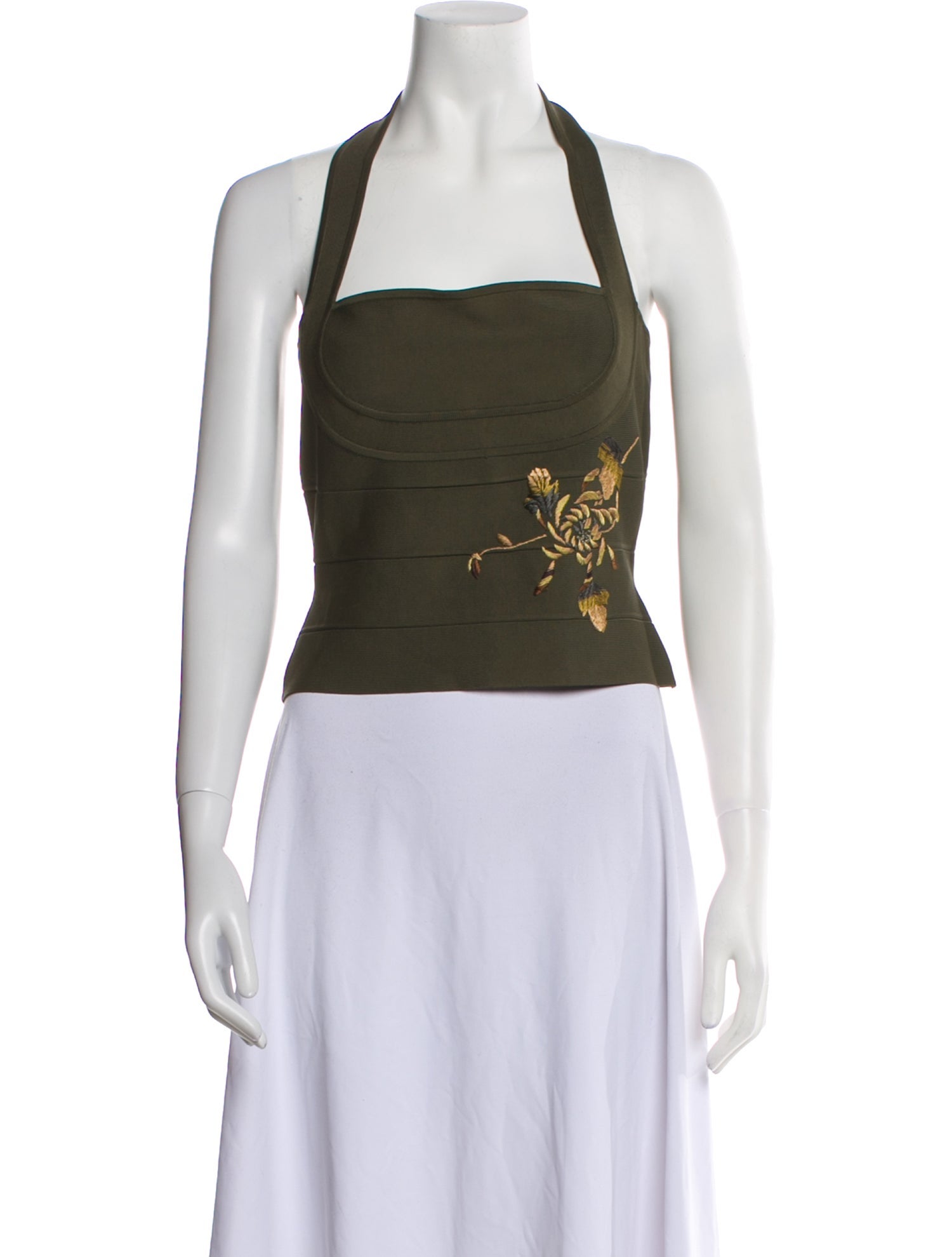 Herve Leger Halterneck Sleeveless Crop Top