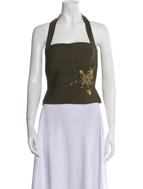 Herve Leger Halterneck Sleeveless Crop Top