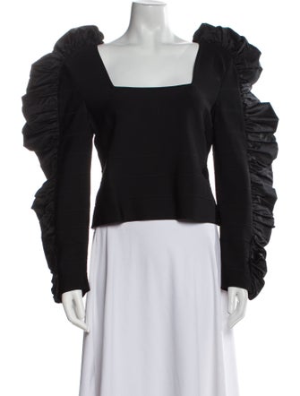 Herve Leger Square Neckline Long Sleeve Sweatshirt