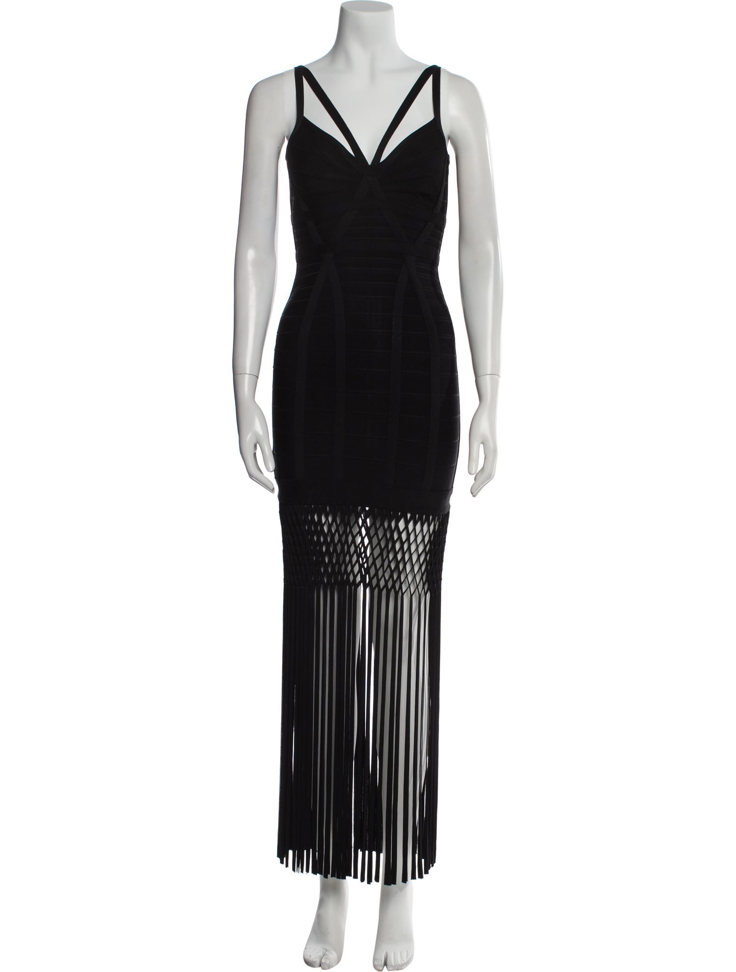 Herve Leger V-Neck Long Dress