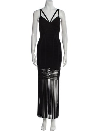 Herve Leger V-Neck Long Dress