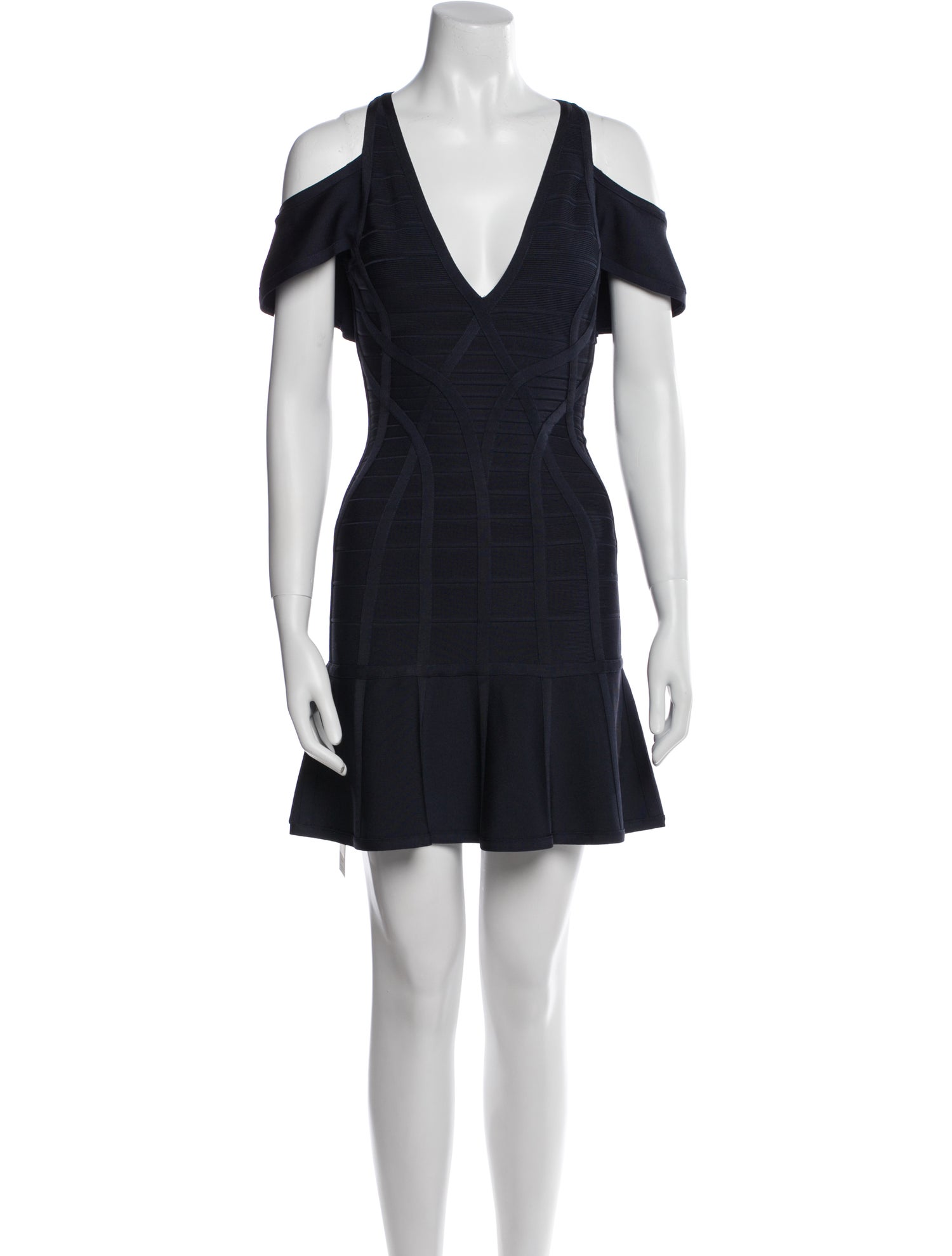 Herve Leger V-Neck Mini Dress