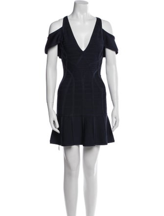 Herve Leger V-Neck Mini Dress