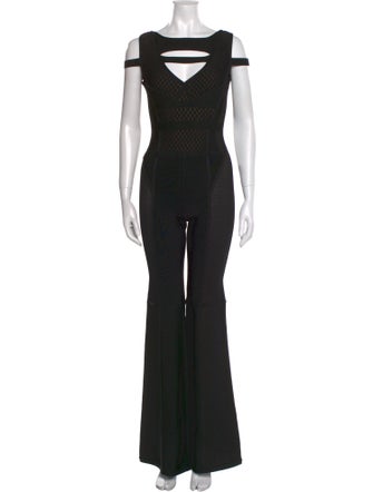 Herve Leger Bateau Neckline Jumpsuit