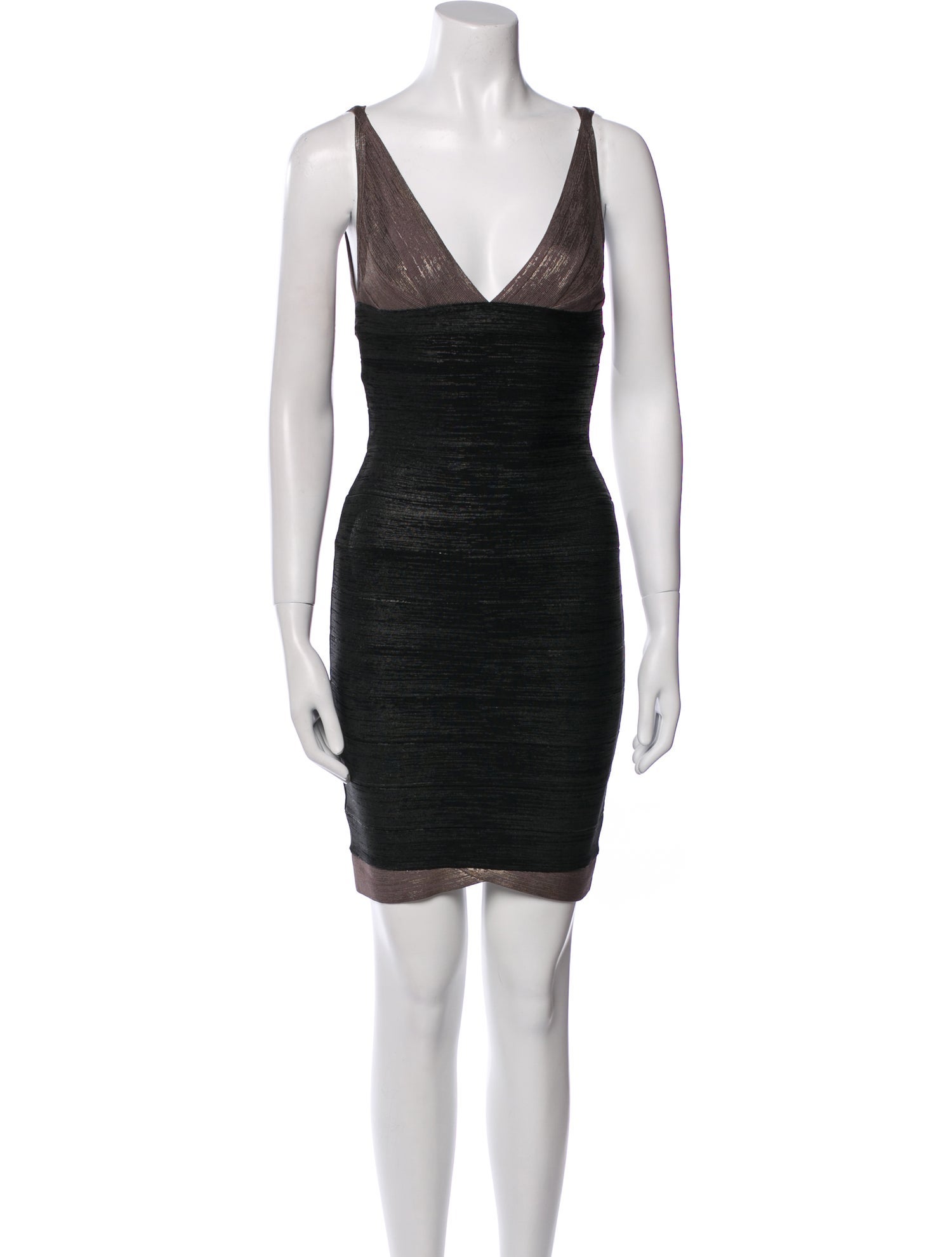 Herve Leger V-Neck Mini Dress