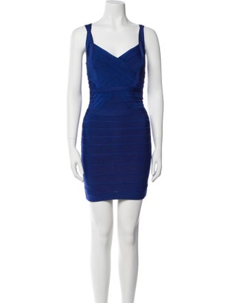 Herve Leger V-Neck Mini Dress