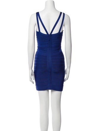 Herve Leger V-Neck Mini Dress