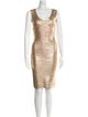 Herve Leger Scoop Neck Knee-Length Dress