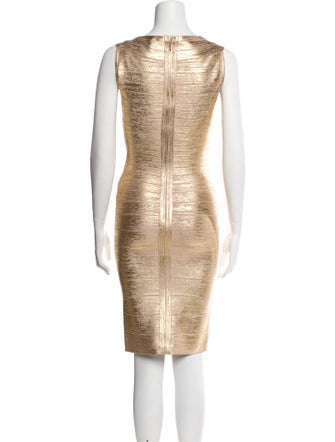 Herve Leger Scoop Neck Knee-Length Dress