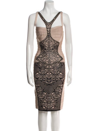 Herve Leger Lace Pattern Knee-Length Dress