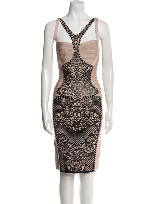 Herve Leger Lace Pattern Knee-Length Dress