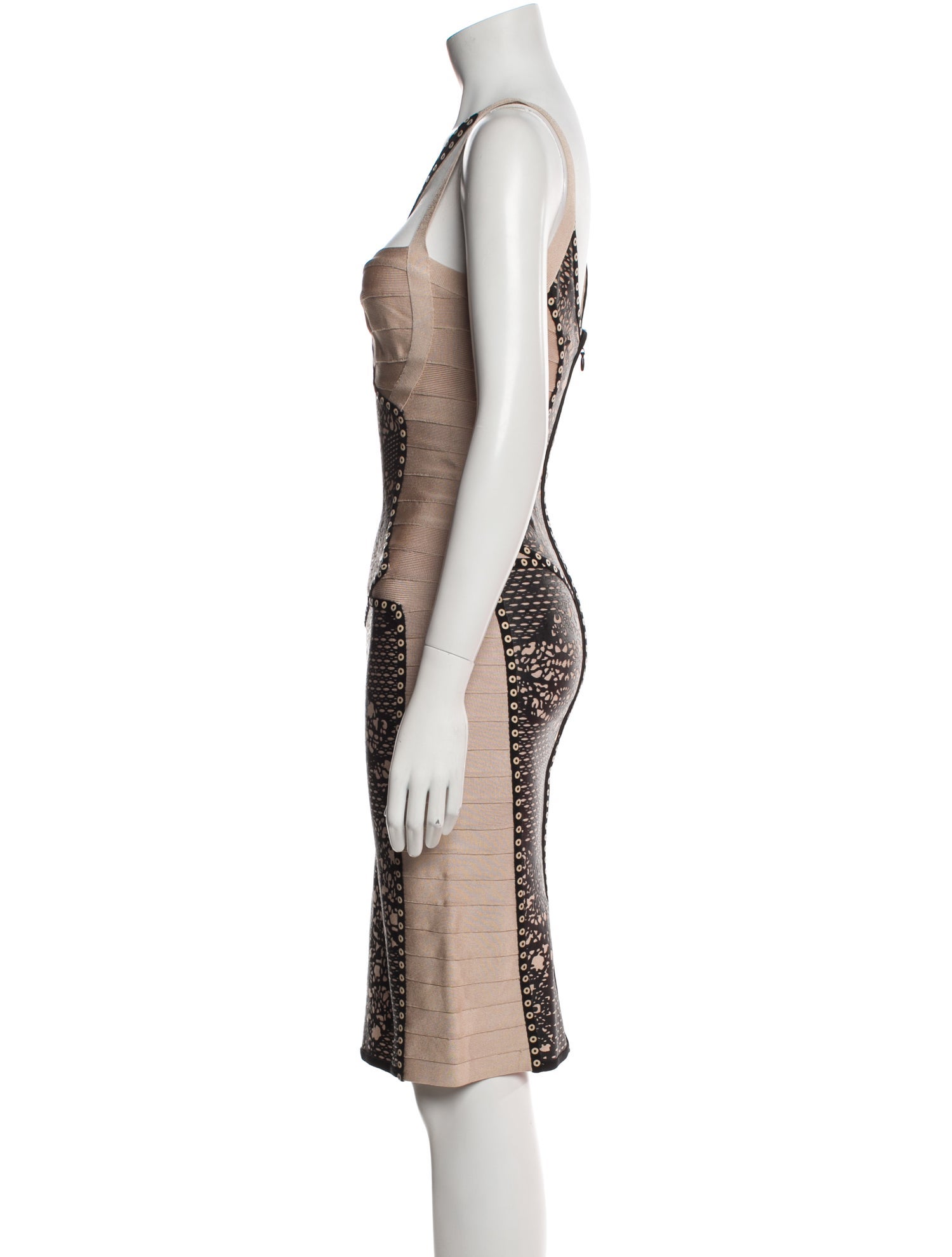 Herve Leger Lace Pattern Knee-Length Dress