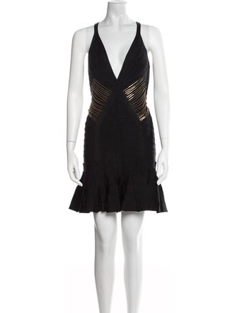 Herve Leger V-Neck Mini Dress