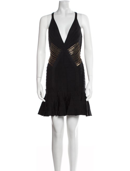 Herve Leger V-Neck Mini Dress