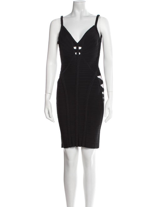 Herve Leger V-Neck Mini Dress