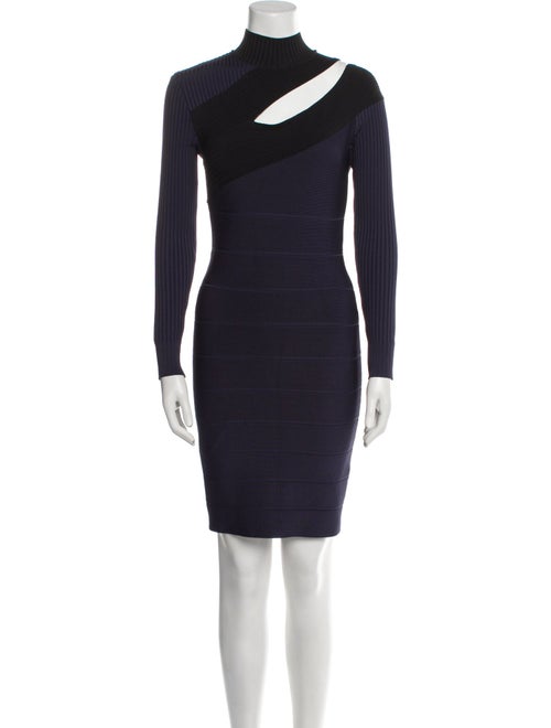Herve Leger Mock Neck Mini Dress