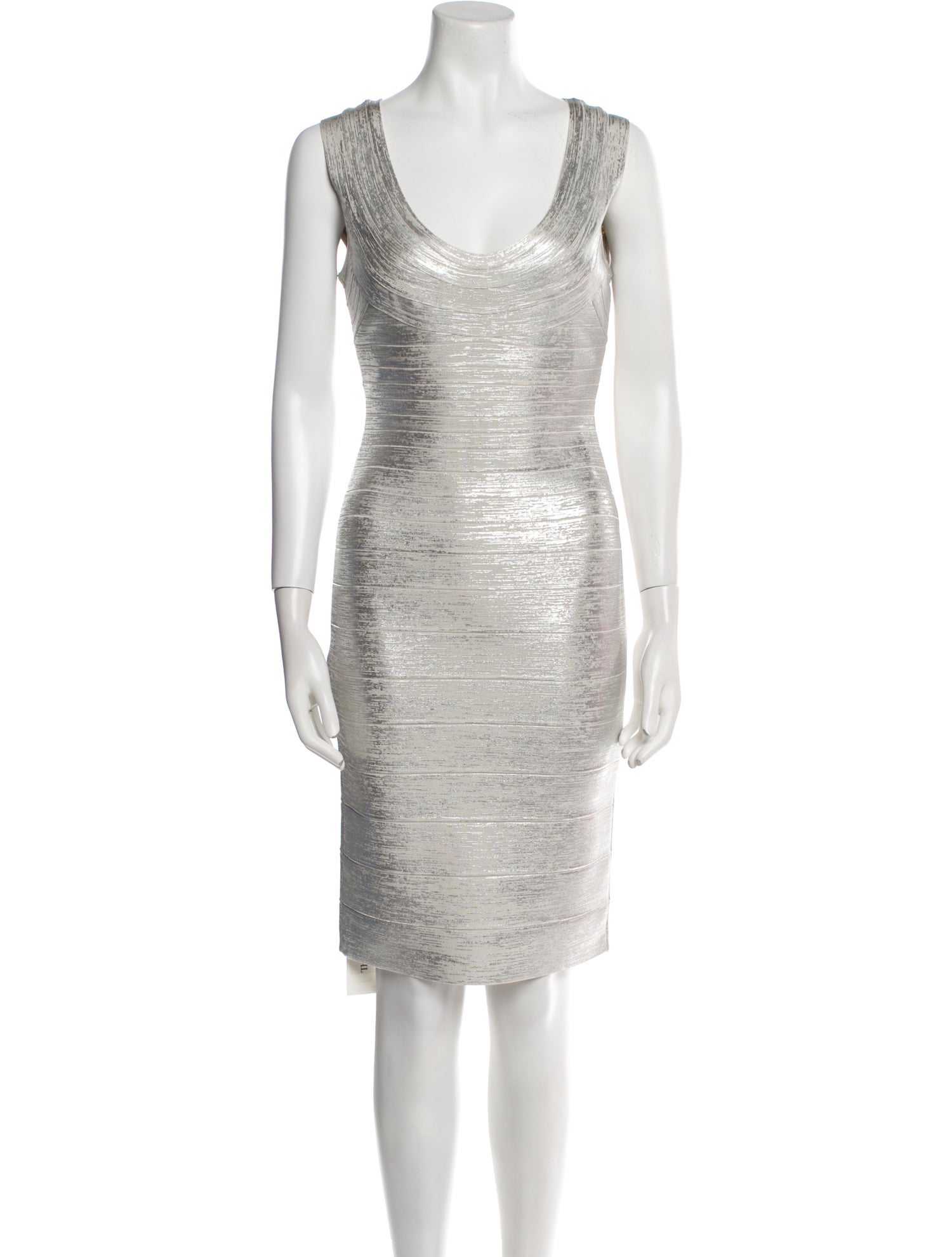 Herve Leger Scoop Neck Knee-Length Dress