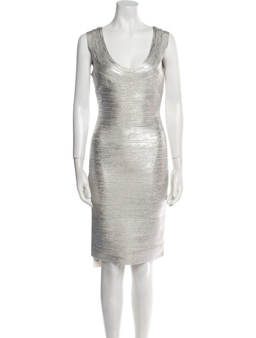 Herve Leger Scoop Neck Knee-Length Dress
