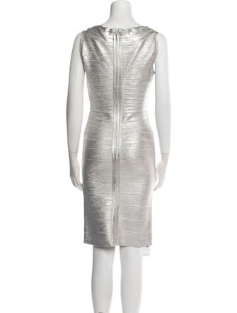 Herve Leger Scoop Neck Knee-Length Dress