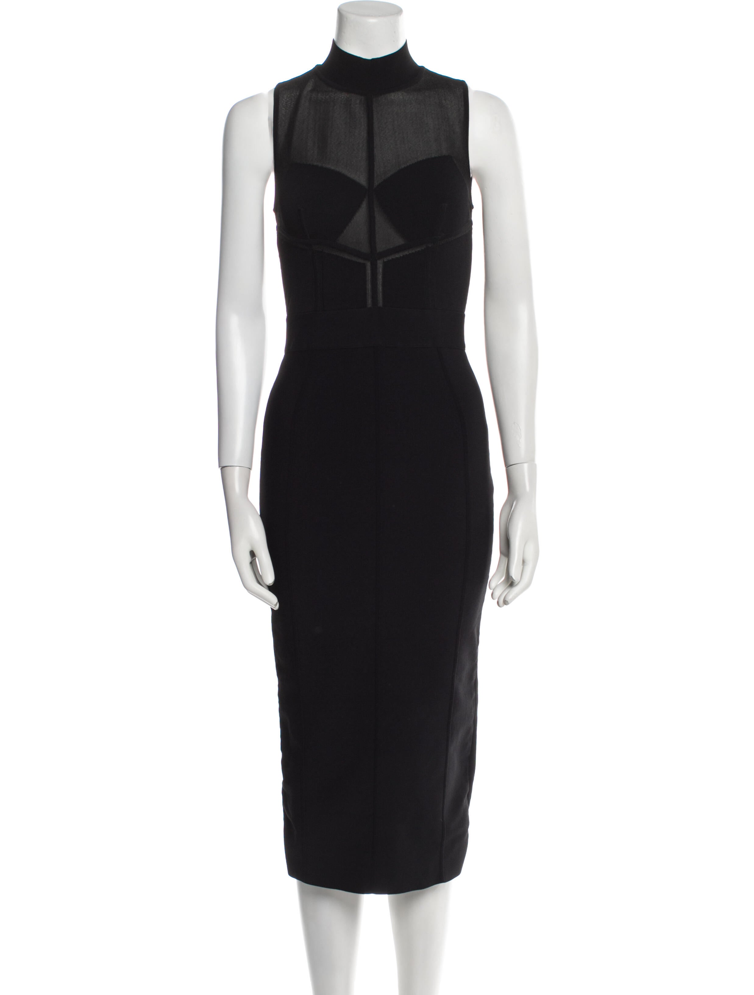 Herve Leger Mock Neck Midi Length Dress