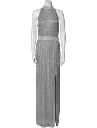 Herve Leger Mock Neck Long Dress