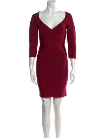 Herve Leger V-Neck Mini Dress