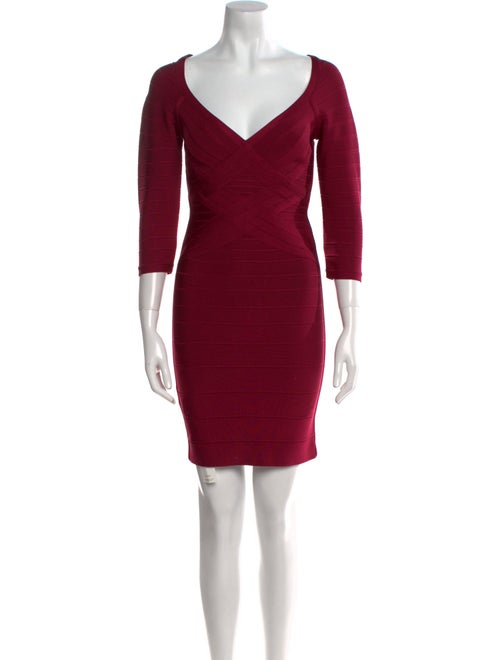 Herve Leger V-Neck Mini Dress