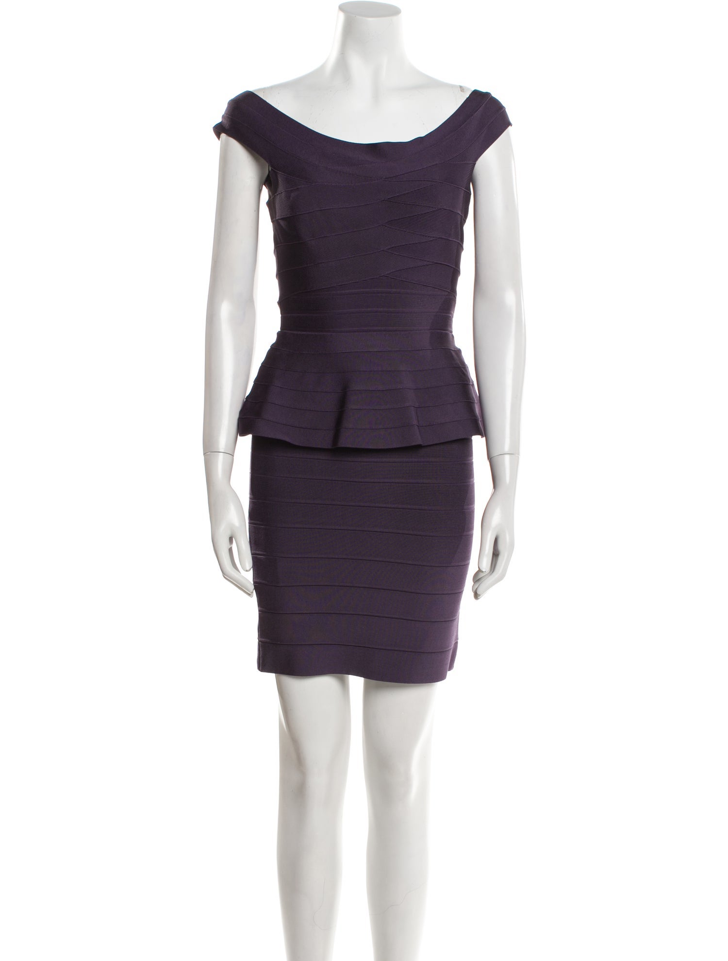 Herve Leger Bateau Neckline Mini Dress