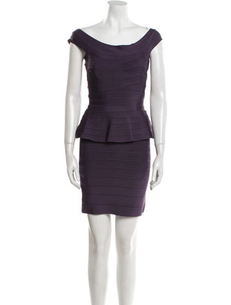 Herve Leger Bateau Neckline Mini Dress