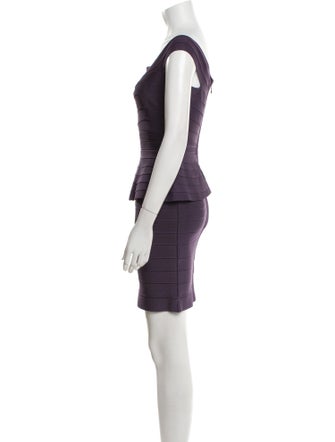 Herve Leger Bateau Neckline Mini Dress