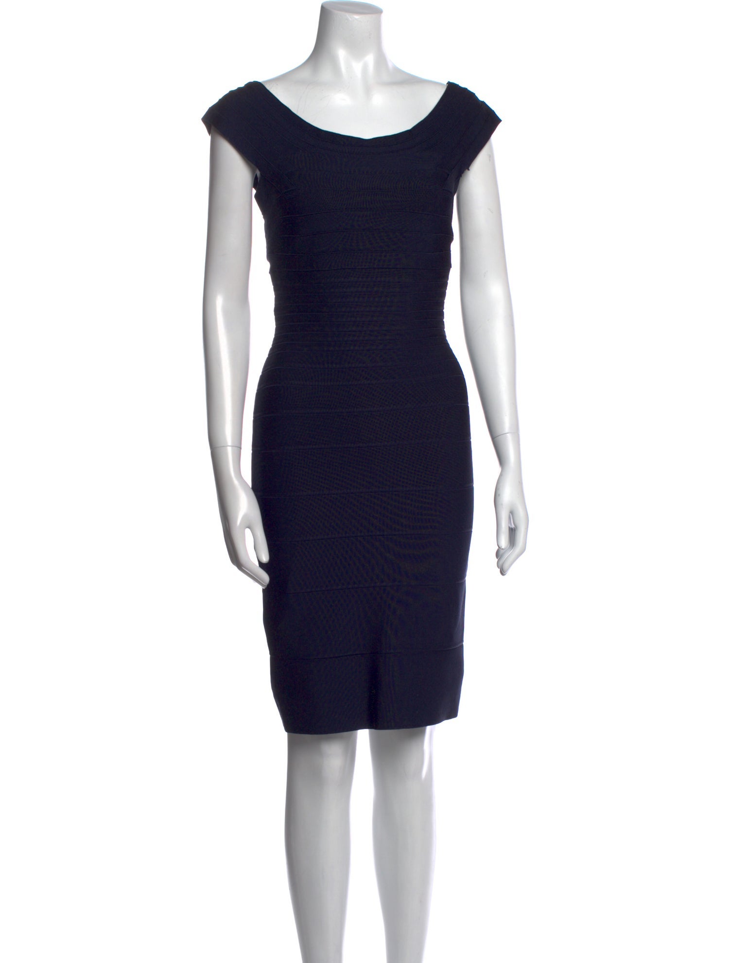 Herve Leger Scoop Neck Knee-Length Dress