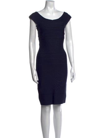 Herve Leger Scoop Neck Knee-Length Dress