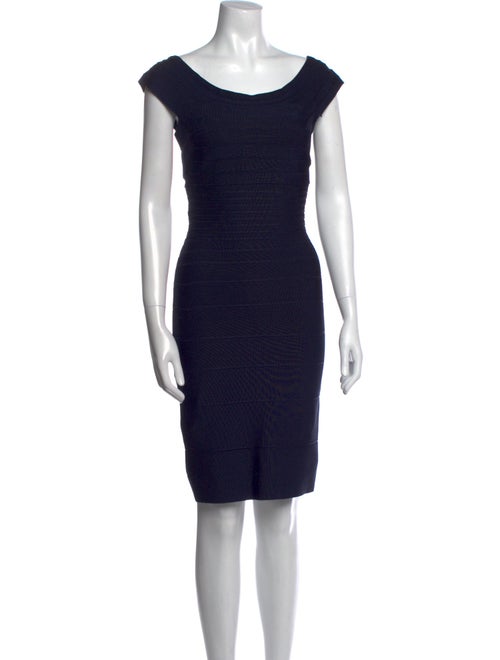 Herve Leger Scoop Neck Knee-Length Dress
