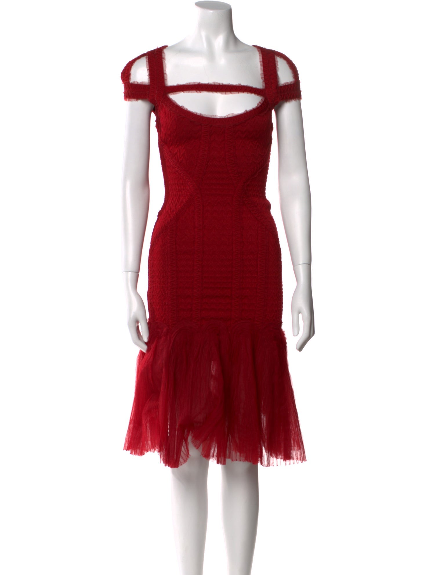 Herve Leger Square Neckline Knee-Length Dress