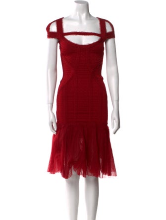 Herve Leger Square Neckline Knee-Length Dress