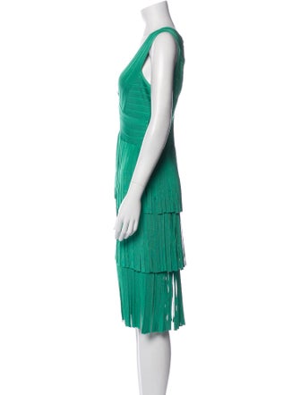 Herve Leger V-Neck Knee-Length Dress