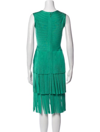 Herve Leger V-Neck Knee-Length Dress