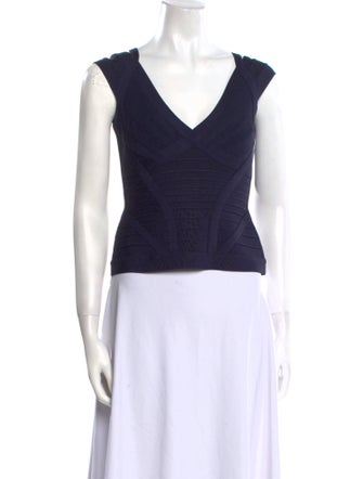 Herve Leger V-Neck Sleeveless Crop Top
