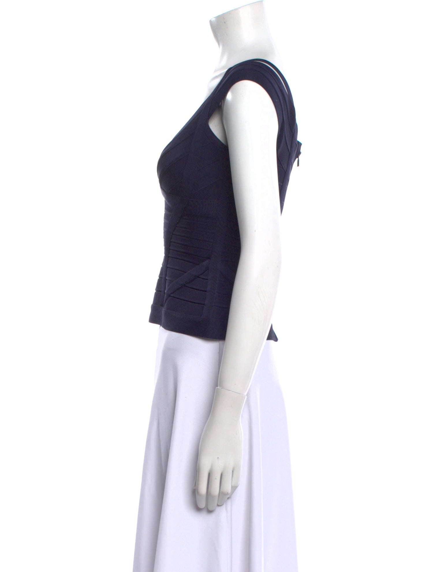 Herve Leger V-Neck Sleeveless Crop Top