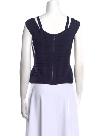 Herve Leger V-Neck Sleeveless Crop Top