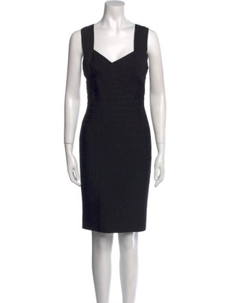 Herve Leger Square Neckline Knee-Length Dress