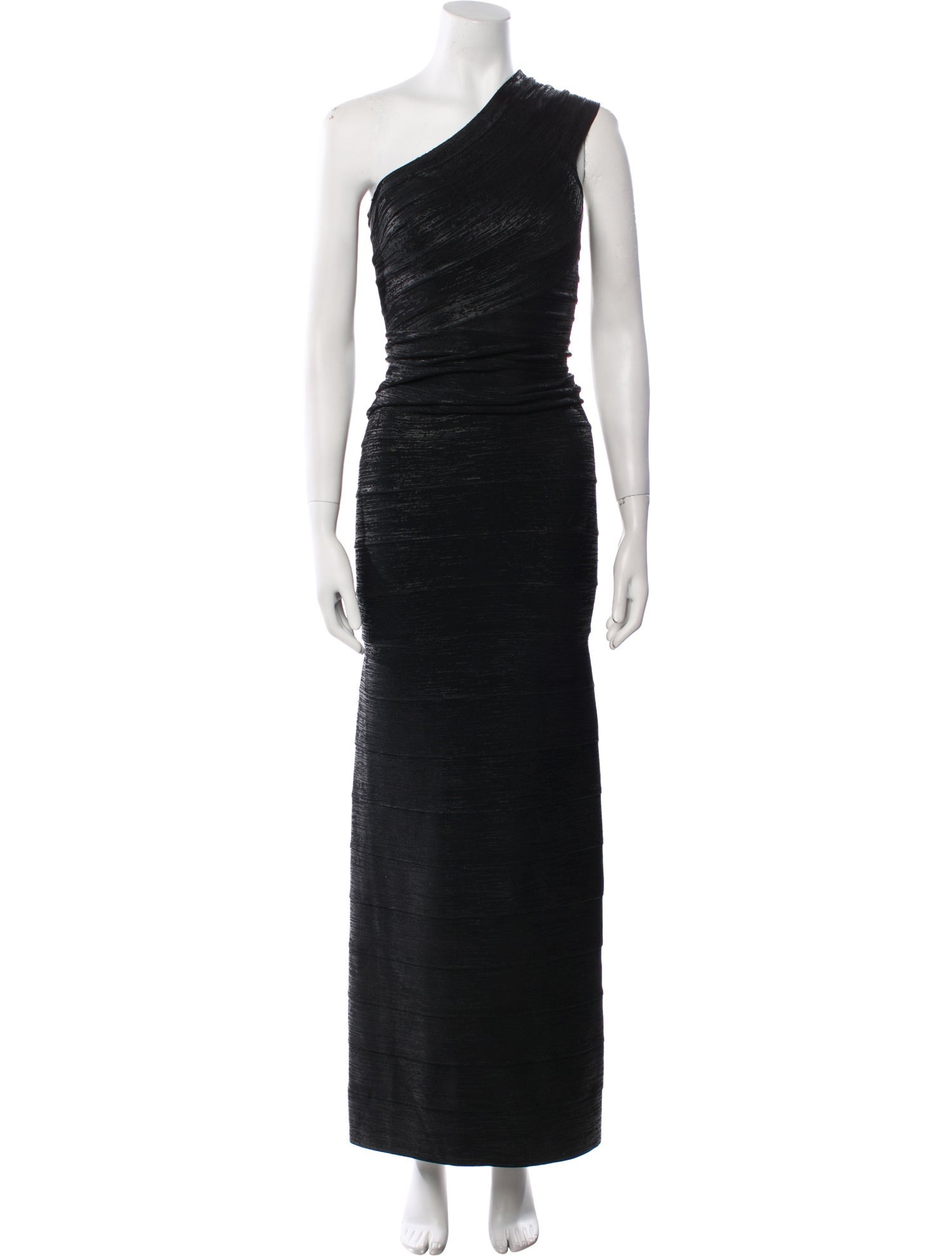 Herve Leger One-Shoulder Long Dress