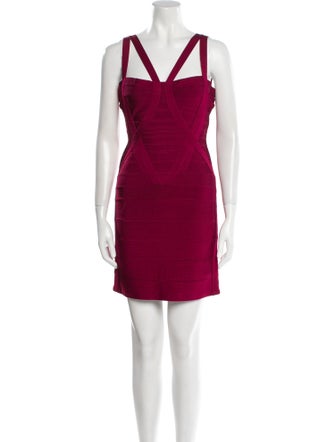 Herve Leger V-Neck Mini Dress