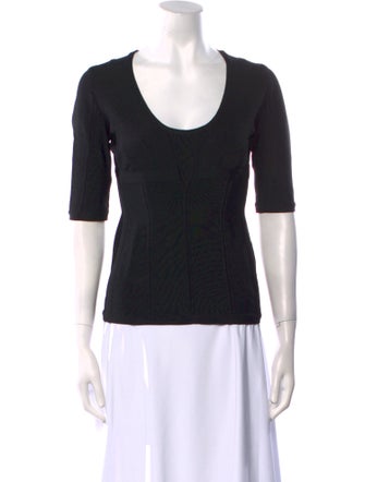 Herve Leger Scoop Neck Three-Quarter Sleeve Top