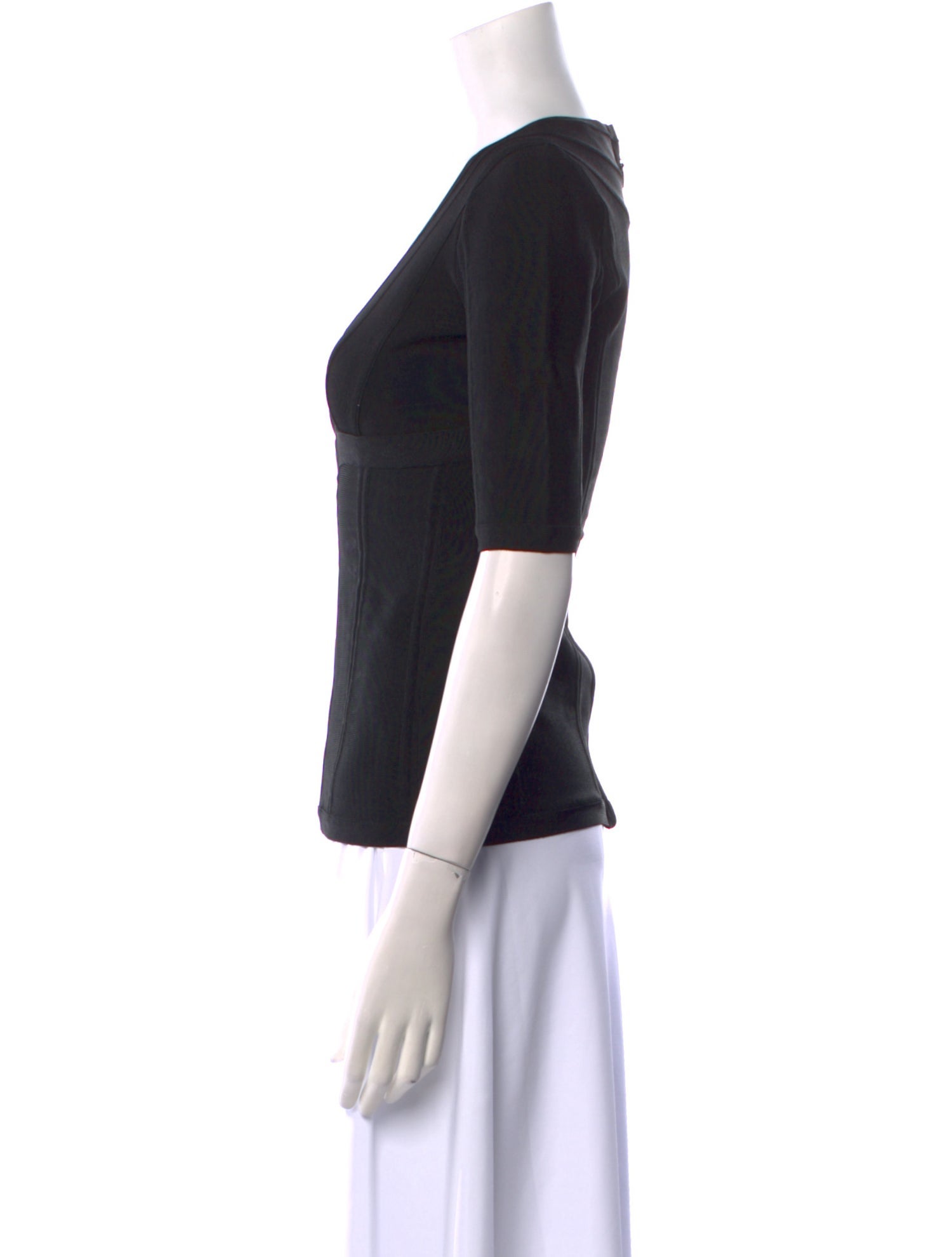 Herve Leger Scoop Neck Three-Quarter Sleeve Top